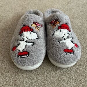 Maurices Gray Slippers with Snoopy and Red Accents